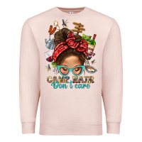 Pale Pink Camp Hair Dont Care Messy Bun Bbs Premium Sweatshirt - BundleAndBundleShop