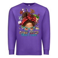 Purple Camp Hair Dont Care Messy Bun Bbs Premium Sweatshirt - BundleAndBundleShop