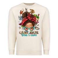 Sandshell Camp Hair Dont Care Messy Bun Bbs Premium Sweatshirt - BundleAndBundleShop
