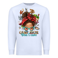 White Camp Hair Dont Care Messy Bun Bbs Premium Sweatshirt - BundleAndBundleShop