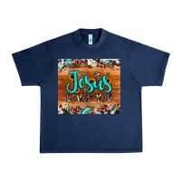 Navy jesus loves you Urban Heavy Tee - JahusDesignShop