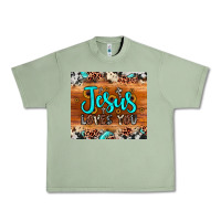 Oil Green jesus loves you Urban Heavy Tee - JahusDesignShop