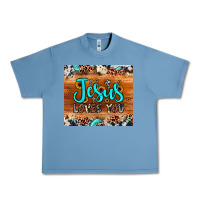 Pebble Blue jesus loves you Urban Heavy Tee - JahusDesignShop