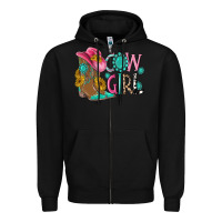 Black cow girl western boots Zipper Hoodie - MaliasSmallBusiness