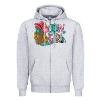 Heather Grey cow girl western boots Zipper Hoodie - MaliasSmallBusiness