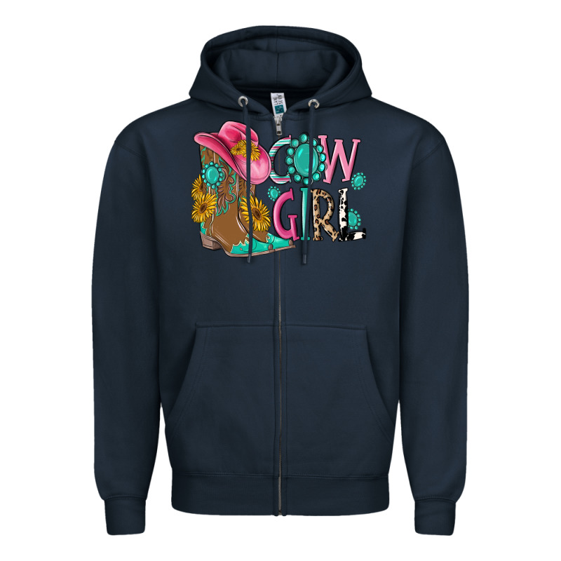 Cow Girl Western Boots Zipper Hoodie by MaliasSmallBusiness | Teevron