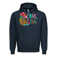 Navy cow girl western boots Zipper Hoodie - MaliasSmallBusiness