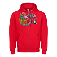 Red cow girl western boots Zipper Hoodie - MaliasSmallBusiness