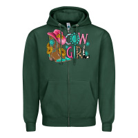 Sports Green cow girl western boots Zipper Hoodie - MaliasSmallBusiness