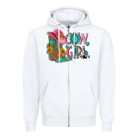 White cow girl western boots Zipper Hoodie - MaliasSmallBusiness