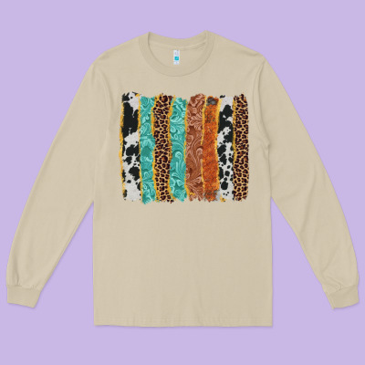 Western Brushstroke Long Sleeve Tee Designed By Adodesignshop
