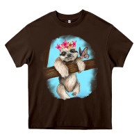Chocolate Brown baby sloth Heavy Core Tee - RanaPortraitStore