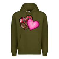 Army Green valentine's day hearts Premium Hoodie - RanaPortraitStore