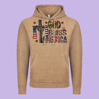 God Bless America Vintage Hoodie Designed By Cowhidedigitalart