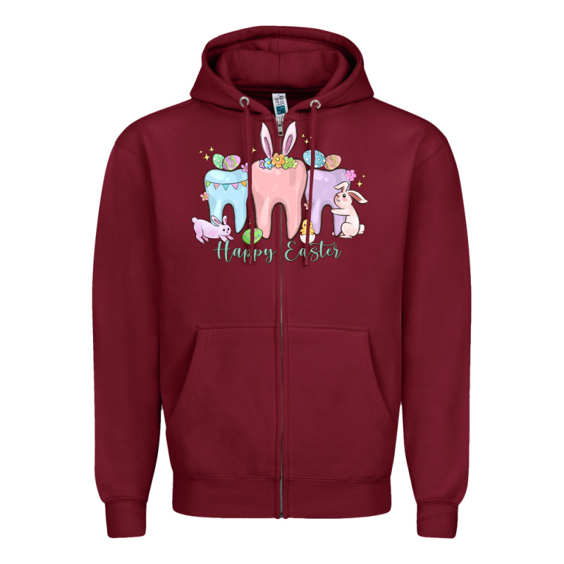 Happy Easter Teeth Zipper Hoodie by MaliasSmallBusiness | Teevron