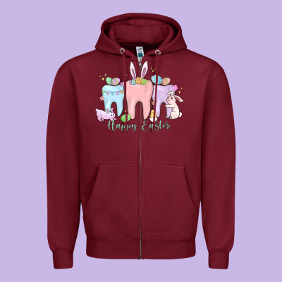 Happy Easter Teeth Zipper Hoodie Designed By Maliassmallbusiness