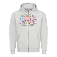 Dove Grey happy easter teeth Zipper Hoodie - MaliasSmallBusiness