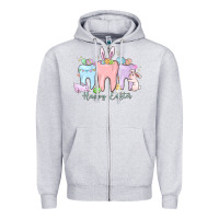 Heather Grey happy easter teeth Zipper Hoodie - MaliasSmallBusiness