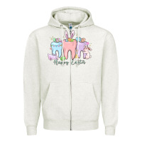Oatmeal Heather happy easter teeth Zipper Hoodie - MaliasSmallBusiness