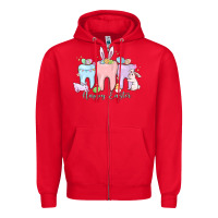 Red happy easter teeth Zipper Hoodie - MaliasSmallBusiness