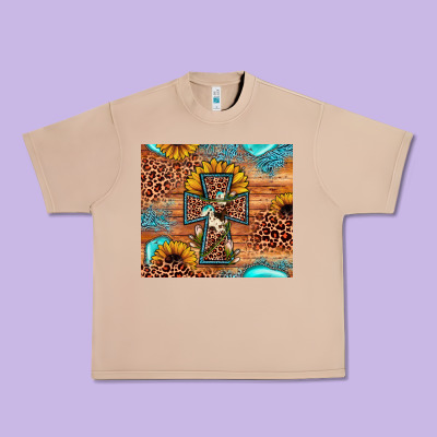 Leopard Cross Sunflower Urban Heavy Tee Designed By Jahusdesignshop