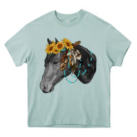 Arona black and white western horse Heavy Core Tee - RanaPortraitStore