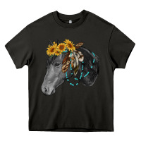 Asphalt black and white western horse Heavy Core Tee - RanaPortraitStore