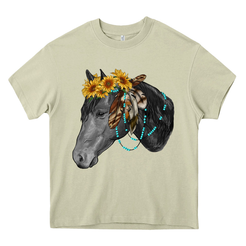 Black And White Western Horse Heavy Core Tee by RanaPortraitStore | Teevron