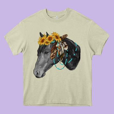 Heavy Core Tee black and white western horse