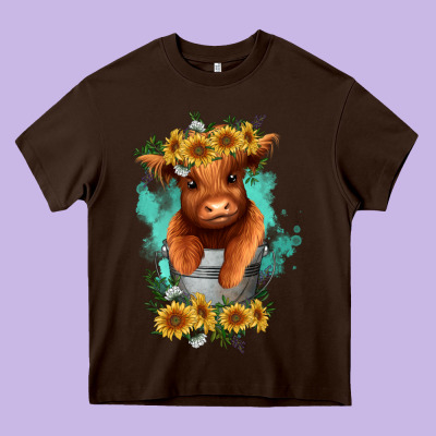 Heavy Core Tee baby cow in a bucket