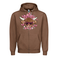 Chestnut cow with flowers and butterflies Zipper Hoodie - MaliasSmallBusiness