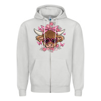 Dove Grey cow with flowers and butterflies Zipper Hoodie - MaliasSmallBusiness
