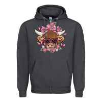 Smoke cow with flowers and butterflies Zipper Hoodie - MaliasSmallBusiness