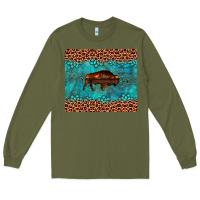 Army Green bison leopard gemstone Long Sleeve Tee - Artiststas