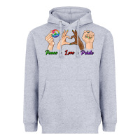 Heather Grey Peace Love Pride Heavyweight Hoodie - BundleAndBundleShop
