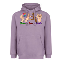 Lavender Peace Love Pride Heavyweight Hoodie - BundleAndBundleShop