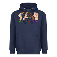 Navy Peace Love Pride Heavyweight Hoodie - BundleAndBundleShop