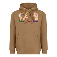 Toasted Coconut Peace Love Pride Heavyweight Hoodie - BundleAndBundleShop