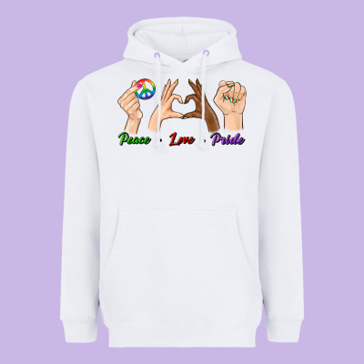 Peace Love Pride Heavyweight Hoodie Designed By Bundleandbundleshop