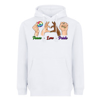 White Peace Love Pride Heavyweight Hoodie - BundleAndBundleShop