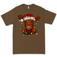 Cacao Christmas baby red angus calf with lights Premium Tee - RanaPortraitStore