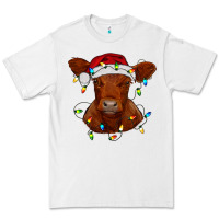 White Christmas baby red angus calf with lights Premium Tee - RanaPortraitStore