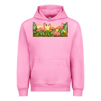 Fuchsia Pink flamingos with sunset Urban Hoodie - TumblerDesignByShophia
