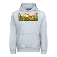 Heather Grey flamingos with sunset Urban Hoodie - TumblerDesignByShophia