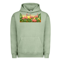 Pigment Oil Green flamingos with sunset Urban Hoodie - TumblerDesignByShophia