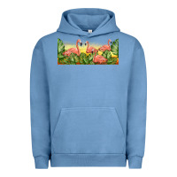 Pigment Pebble Blue flamingos with sunset Urban Hoodie - TumblerDesignByShophia