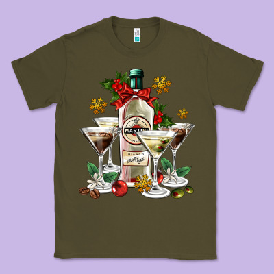 Christmas Martini  And Martini Bottle Classic Tee Designed By Adodesignshop