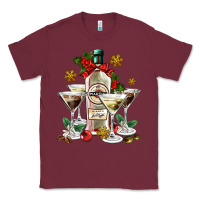 Burgundy Christmas martini  and martini bottle Classic Tee - AdoDesignShop
