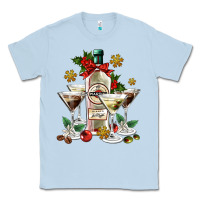 Dusty Blue Christmas martini  and martini bottle Classic Tee - AdoDesignShop