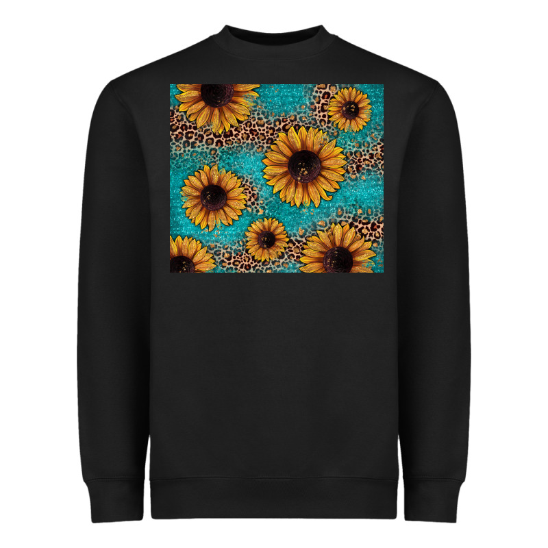 Sunflower Turquoise Glitter Heavyweight Sweatshirt by JahusDesignShop | Teevron